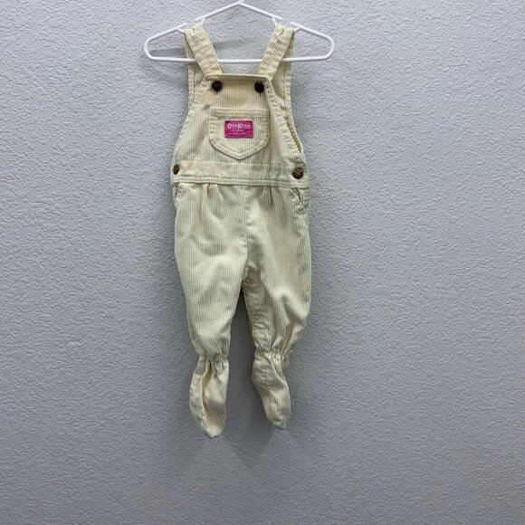 VTG Oshkosh Yellow Corduroy Footed Overall Infant Baby size 6/9 Month USA Made - Picture 1 of 6